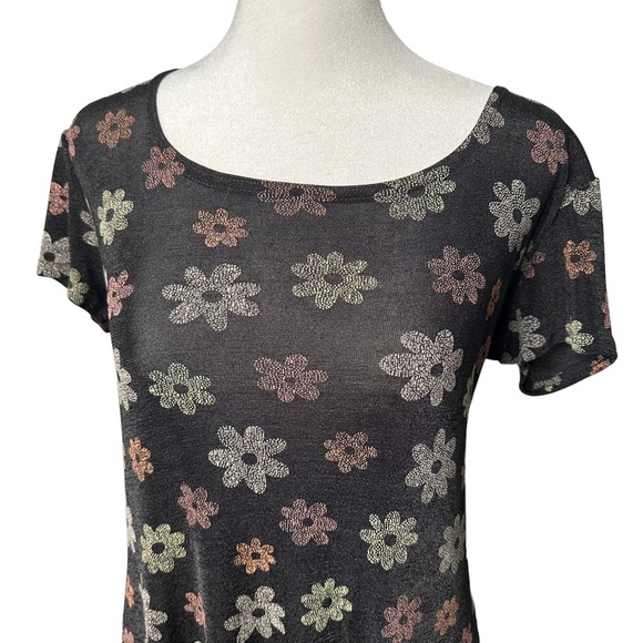 Vintage 90s Mesh Semi-Sheer Slinky Floral Dress - Picture 2 of 8